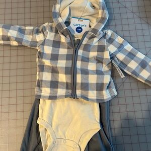 Carter's Gray and Cream Plaid Baby Set